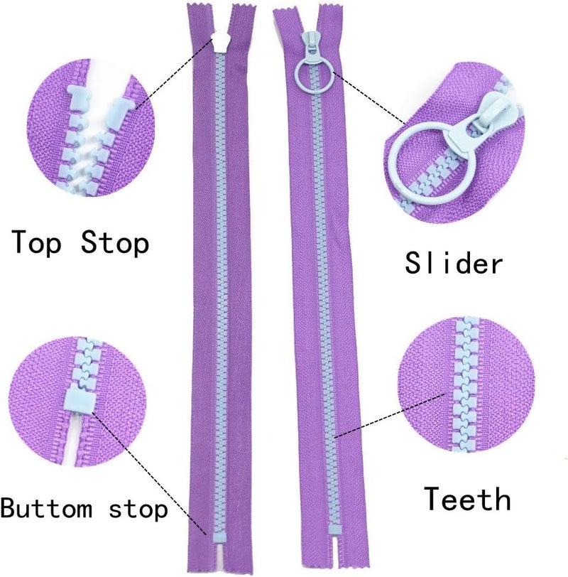 YaHoGa 10PCS 8 Inch (20CM) #5 Plastic Zippers with Lifting Ring Pull Close End Resin Zippers for DIY Sewing Craft Bags Garment (8" C/E) - Image 2